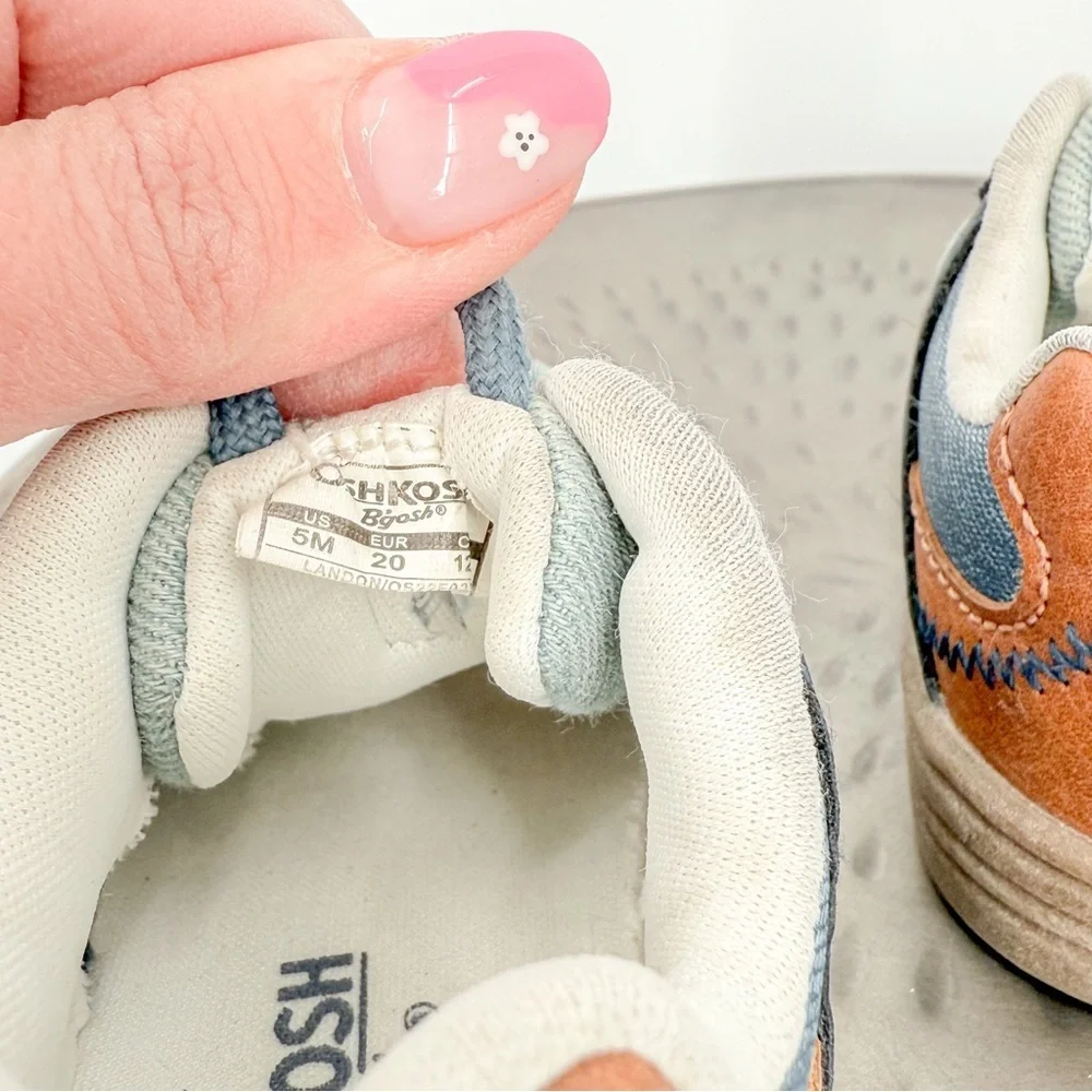 OshKosh B'gosh Blue and Tan Sneakers with Retro Design